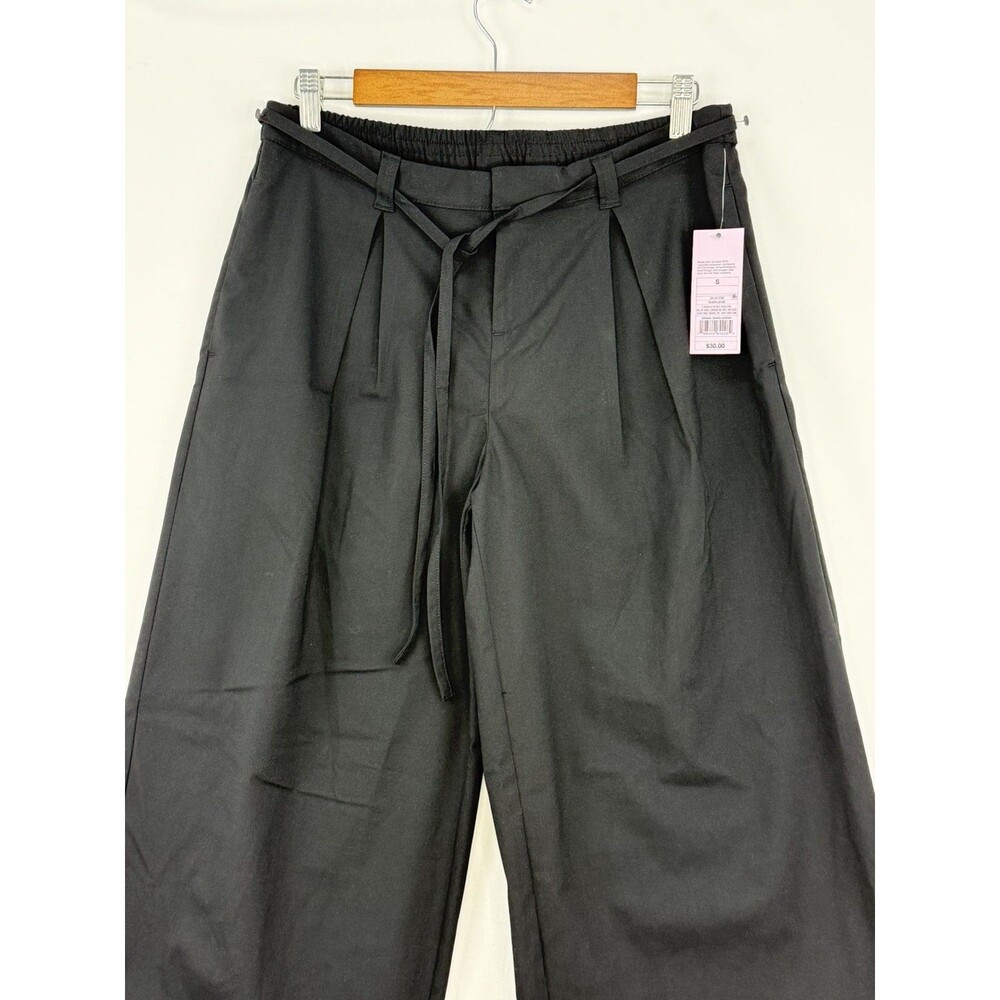 Wild Fable Women’s Black Mid Rise Waist Tie Slouchy Wide Leg Trousers Size S - Picture 6 of 16